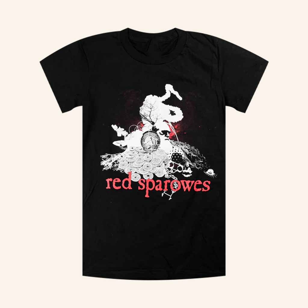 Red Sparowes Merch Coins Black T-Shirt Music Lover Gifts For Him Red Sparowes Merch Coins Black T-Shirt Music Lover Gifts For Him