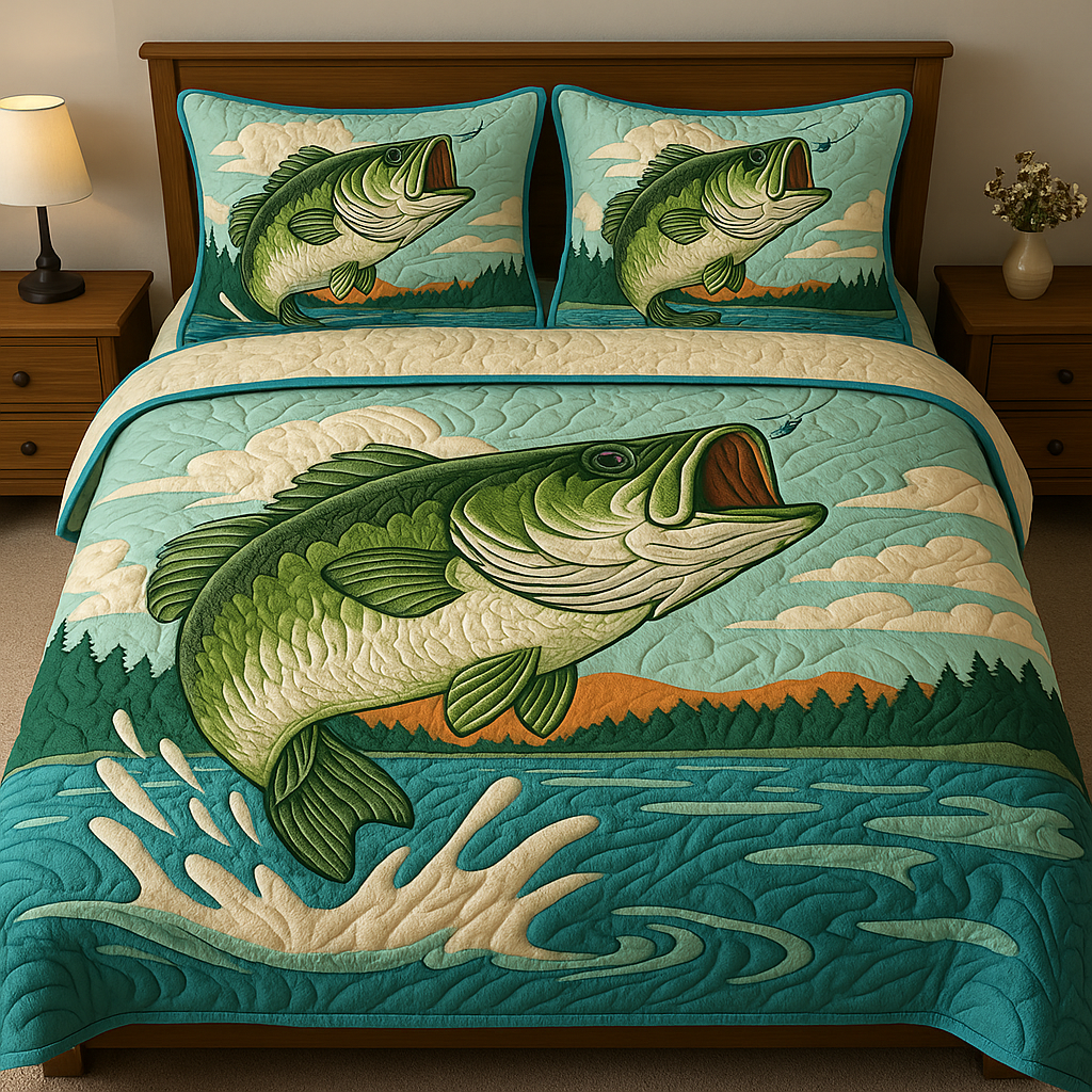 Reel Life Quilted Bedding Set Duvet Cover Bedspread Best Fishing Gifts Reel Life Quilted Bedding Set Duvet Cover Bedspread Best Fishing Gifts