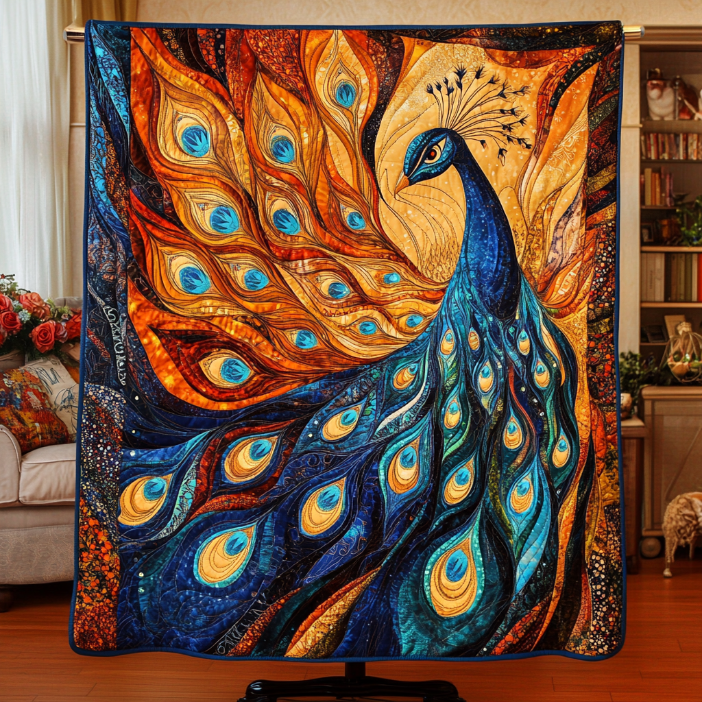 Regal Peacock Quilted Blanket Cute Colorful Blanket Gifts For Peacock Owners Regal Peacock Quilted Blanket Cute Colorful Blanket Gifts For Peacock Owners
