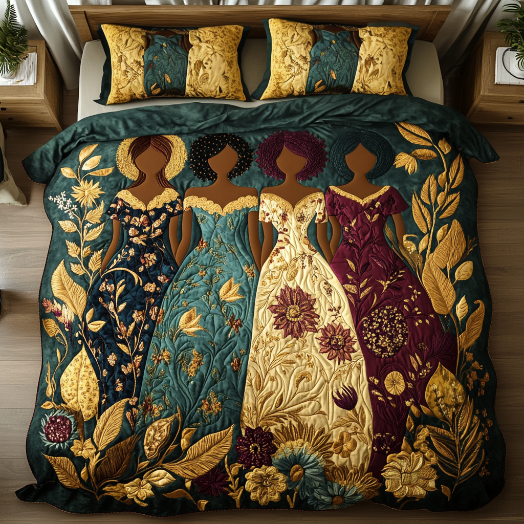Regal Roots Quilted Bedding Set Duvet Cover Merch Sunflower Gifts For Her