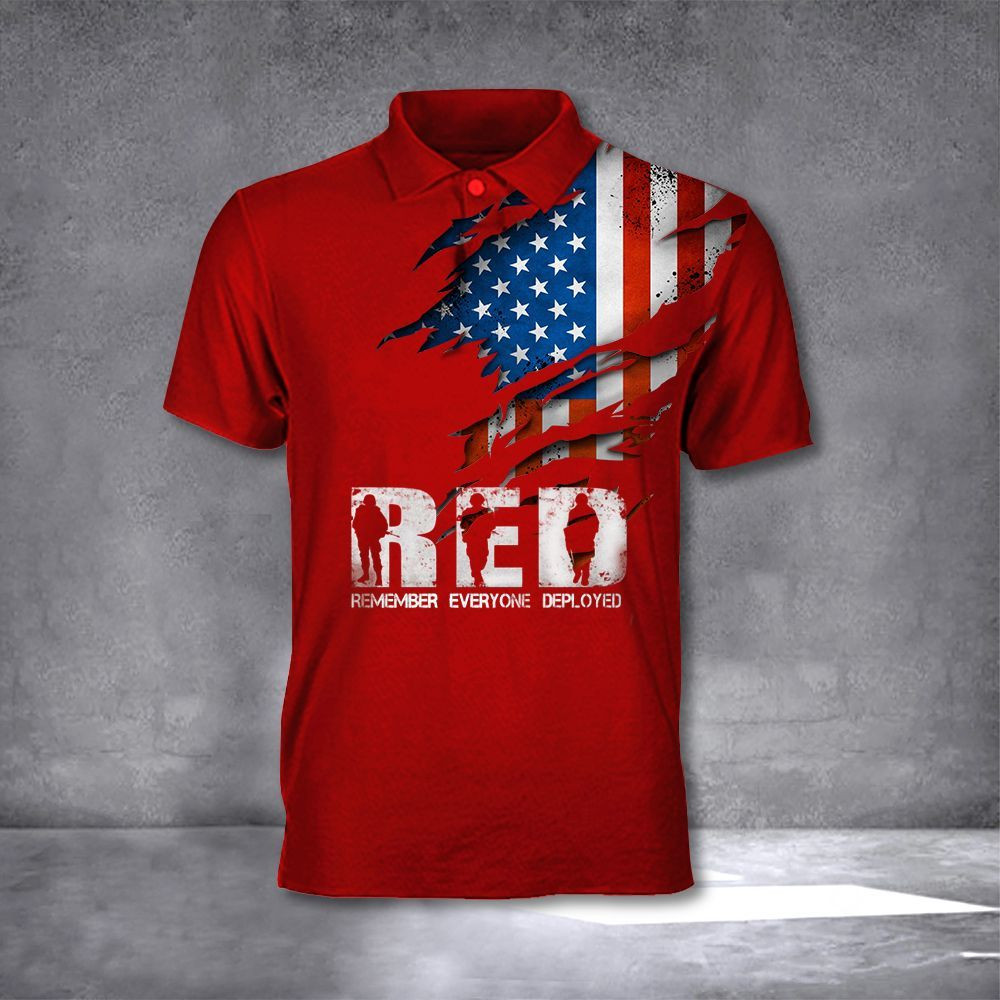 Remember Everyone Deployed Polo Red T-Shirt Remember Everyone Deployed Polo Red T-Shirt