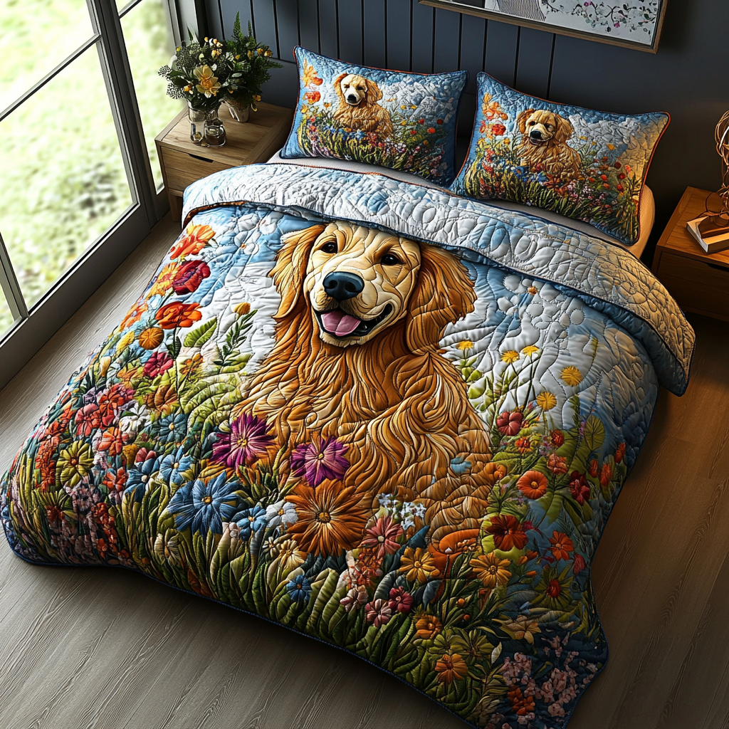 Retriever Love Quilted Bedding Set Duvet Cover Bed Sheet Set Golden Retriever Mom Gifts Retriever Love Quilted Bedding Set Duvet Cover Bed Sheet Set Golden Retriever Mom Gifts