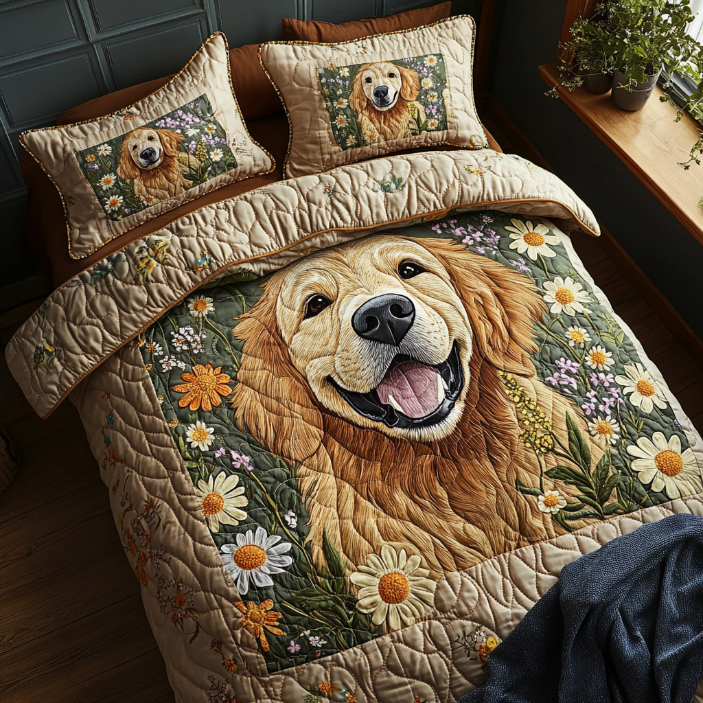 Retriever Spirit Quilted Bedding Set Duvet Cover Bed Sheet Set Golden Retriever Dad Gifts Retriever Spirit Quilted Bedding Set Duvet Cover Bed Sheet Set Golden Retriever Dad Gifts