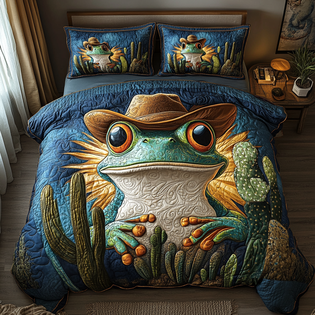 Ribbit Rodeo Quilted Bedding Set Duvet Cover Bed Sheet Set Cactus Inspired Gifts Ribbit Rodeo Quilted Bedding Set Duvet Cover Bed Sheet Set Cactus Inspired Gifts