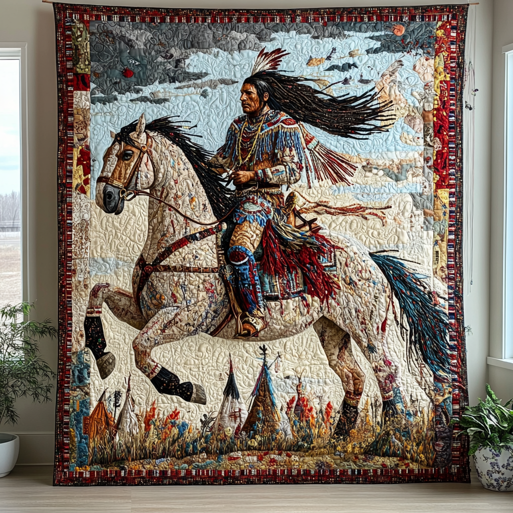 Riding with the Wind Quilted Blanket Cute Colorful Blanket Native American Gift Ideas Riding with the Wind Quilted Blanket Cute Colorful Blanket Native American Gift Ideas