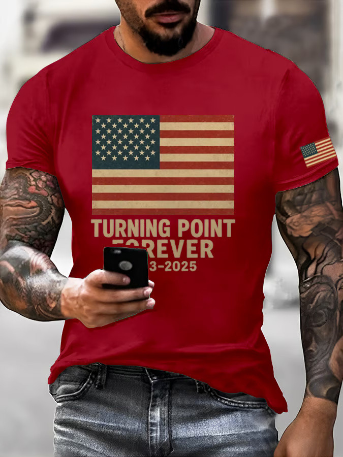 RIP Charlie Kirk Shirt Red USA Flag Turning Point Forever T-Shirt Kirk Shooters Merch RIP Charlie Kirk Shirt Red USA Flag Turning Point Forever T-Shirt Kirk Shooters Merch