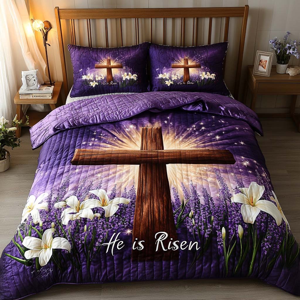 Risen in Glory Quilted Bedding Set Duvet Cover Merch Faith Based Graduation Gifts