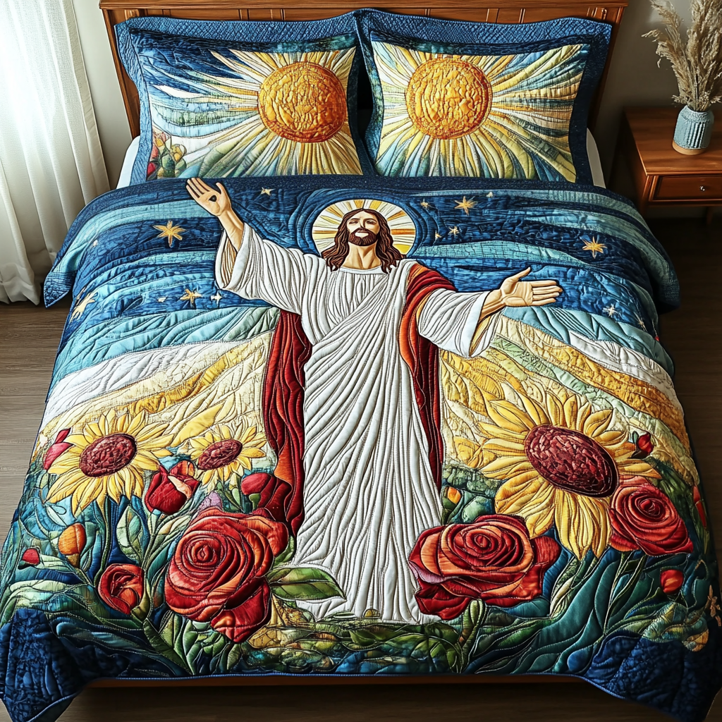 Risen Light Quilted Bedding Set Duvet Cover Bed Sheet Set Gifts For Women Of Faith