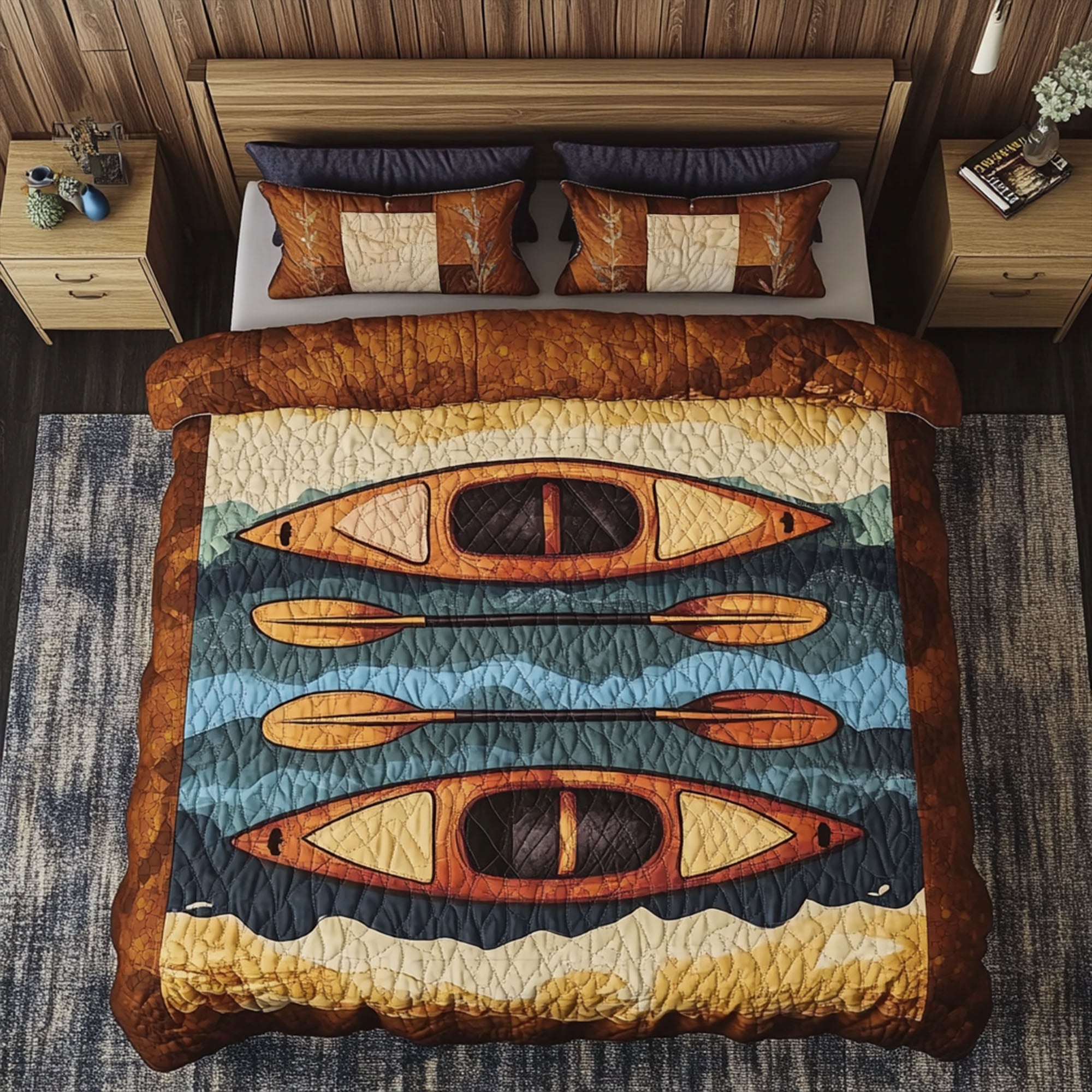 River Breeze Quilted Bedding Set Duvet Cover Bedspreads Kayaking Gifts For Mom River Breeze Quilted Bedding Set Duvet Cover Bedspreads Kayaking Gifts For Mom