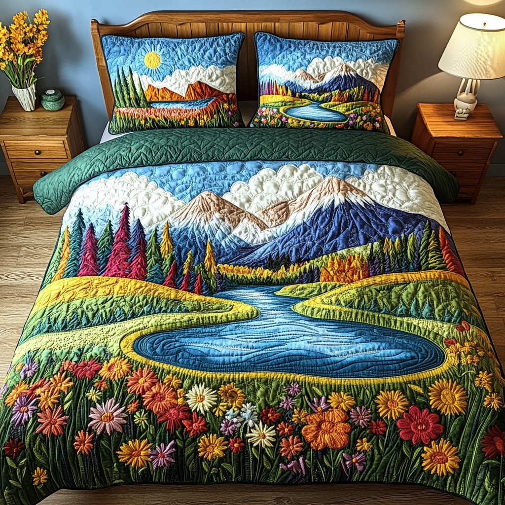 River Song Quilted Bedding Set Duvet Cover Bed Sheet Set Forest Gift Shop