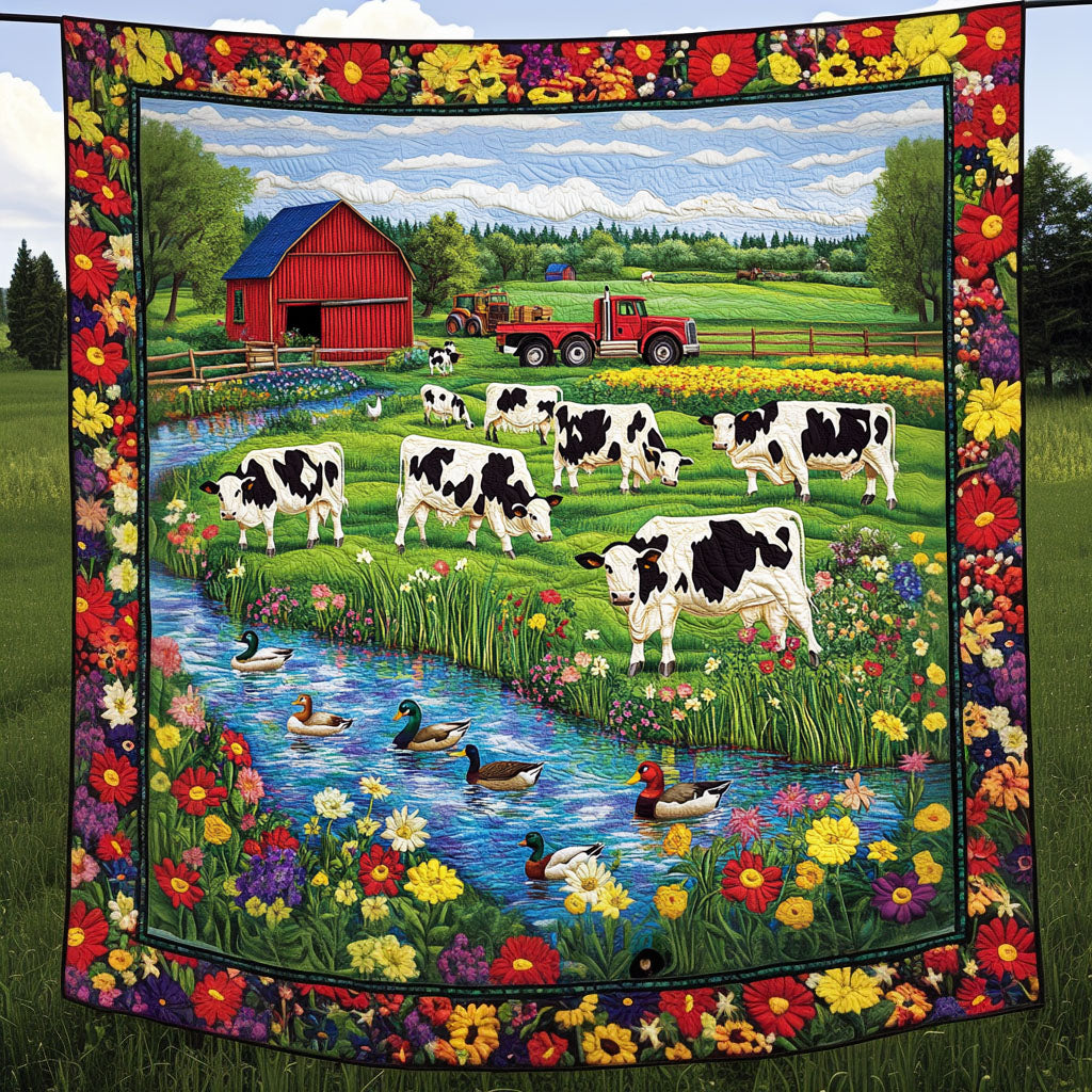Riverbank Grazing Quilted Blanket Cute Throw Blanket Cow Print Christmas Gifts Riverbank Grazing Quilted Blanket Cute Throw Blanket Cow Print Christmas Gifts