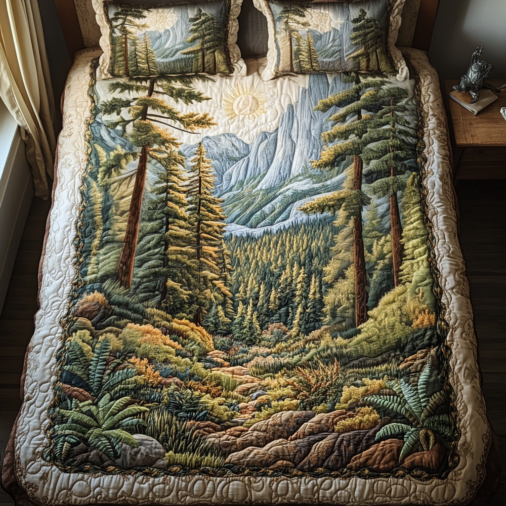 Road to Yosemite Quilted Bedding Set Duvet Cover Bed Sheet Set Gifts For Forest Lovers Road to Yosemite Quilted Bedding Set Duvet Cover Bed Sheet Set Gifts For Forest Lovers