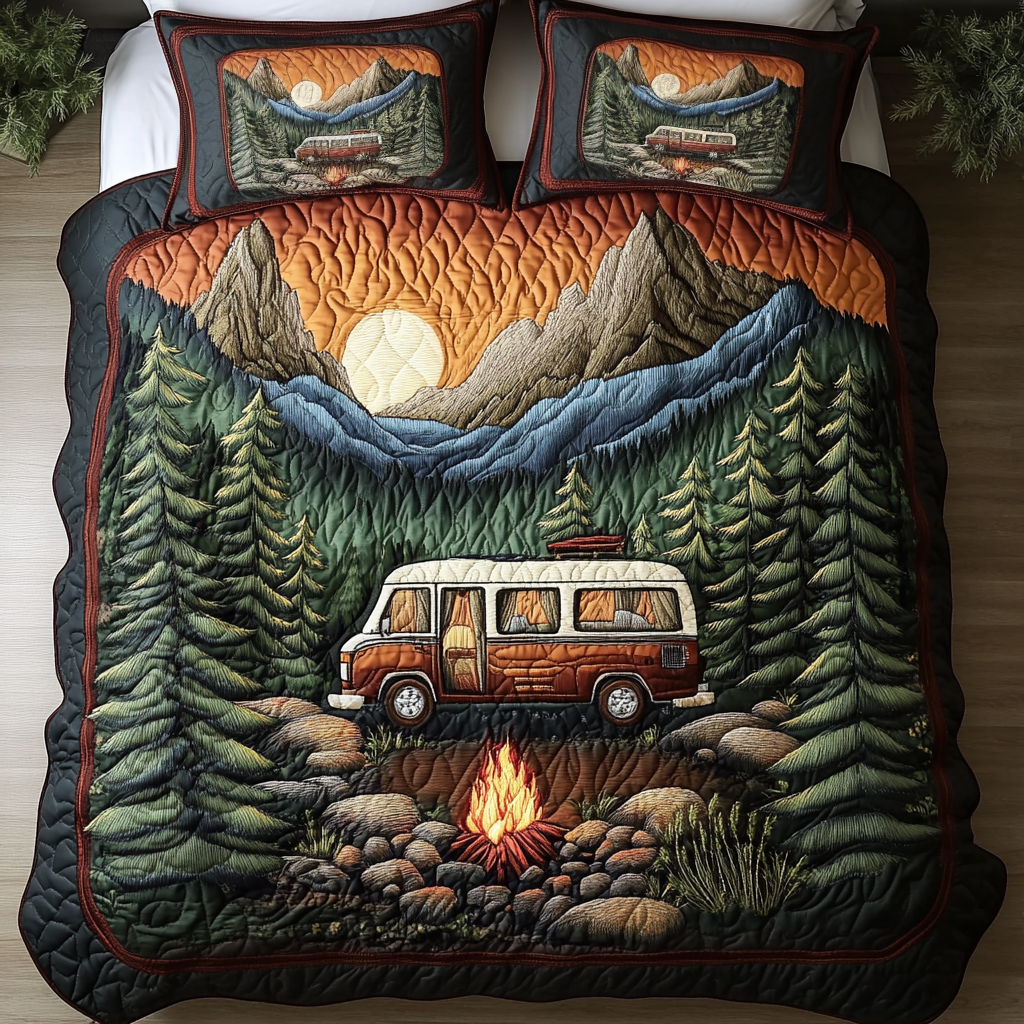 Road Trip Quilted Bedding Set Duvet Cover Bedspread Camping Gifts For Him Road Trip Quilted Bedding Set Duvet Cover Bedspread Camping Gifts For Him