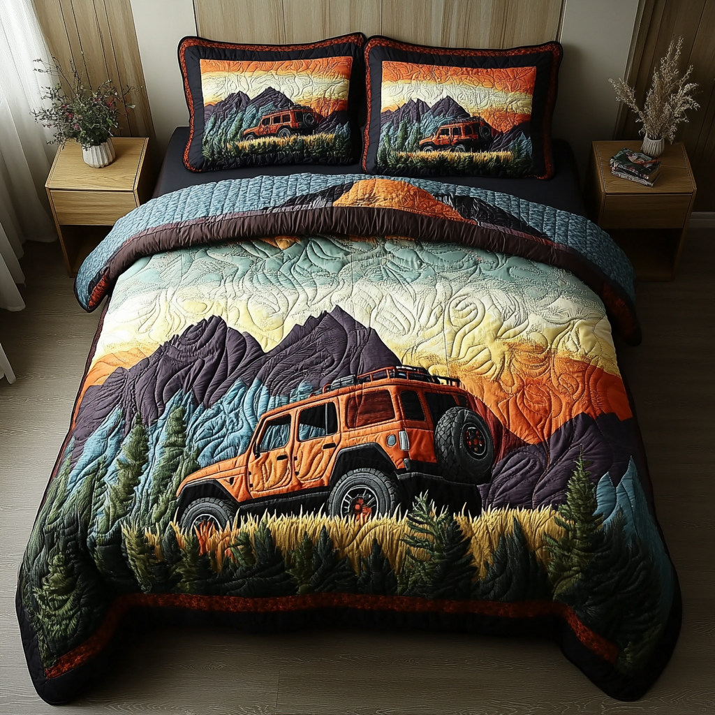 Rocky Route Quilted Bedding Set Duvet Cover Bed Sheet Set Jeep Related Gifts Rocky Route Quilted Bedding Set Duvet Cover Bed Sheet Set Jeep Related Gifts