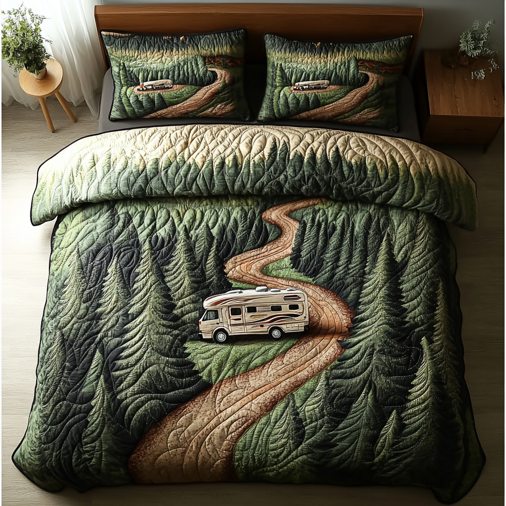 Rolling Comfort Quilted Bedding Set Duvet Cover Bedspread Gift For Camper Owners Rolling Comfort Quilted Bedding Set Duvet Cover Bedspread Gift For Camper Owners