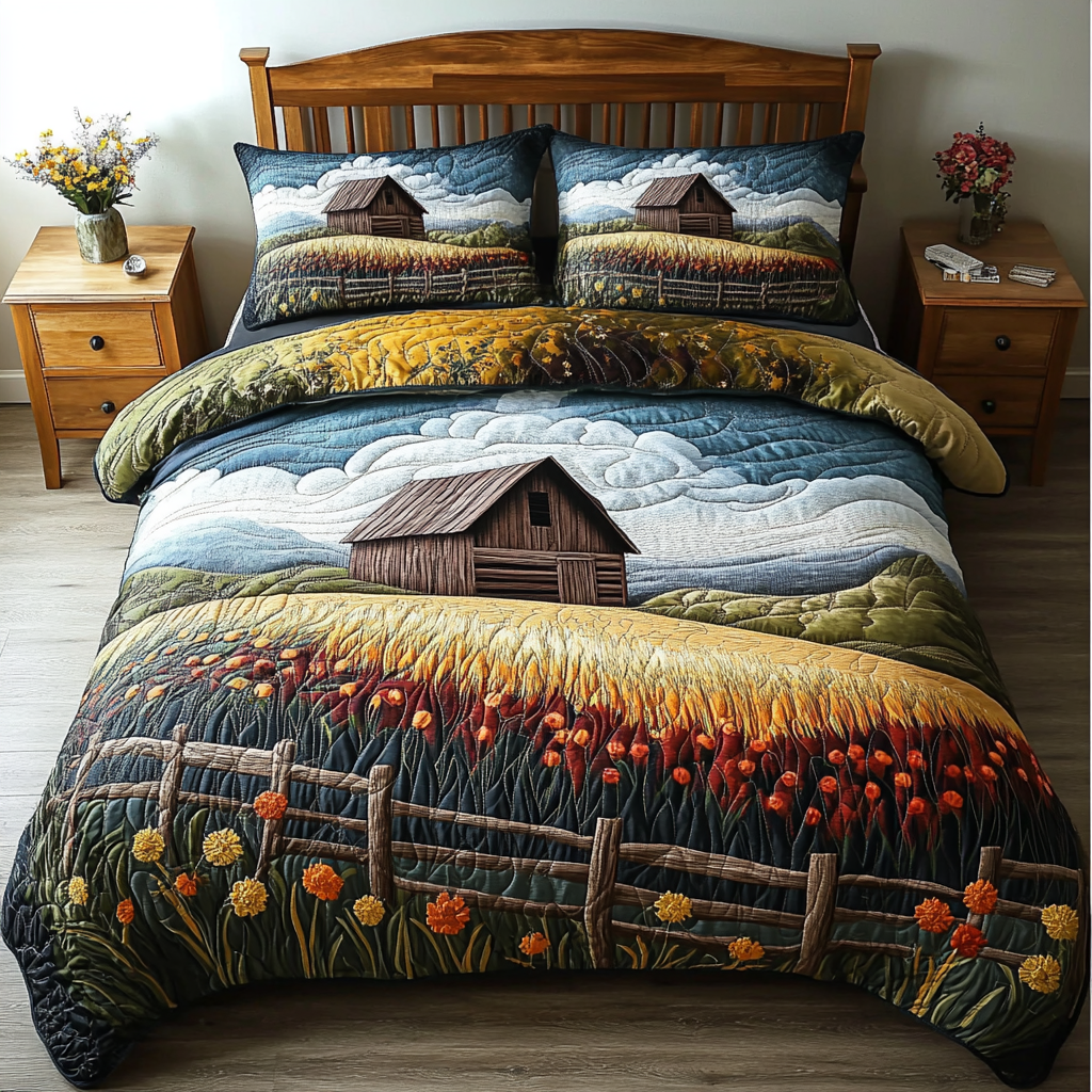Rolling Hills Quilted Bedding Set Duvet Cover Bedspread Good Gifts For Farmers Rolling Hills Quilted Bedding Set Duvet Cover Bedspread Good Gifts For Farmers