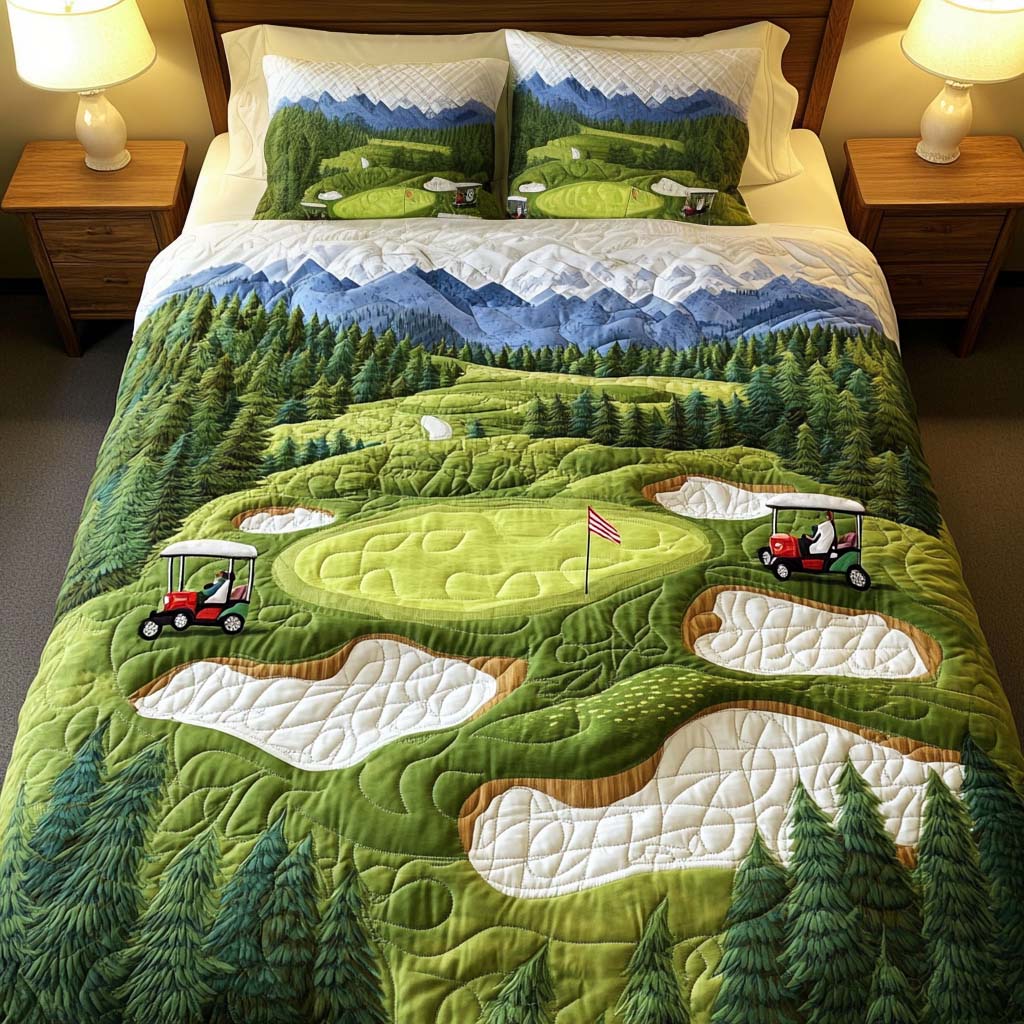 Rolling Stone Golf Course Quilted Bedding Set Duvet Cover Merch Interesting Golf Gifts Rolling Stone Golf Course Quilted Bedding Set Duvet Cover Merch Interesting Golf Gifts