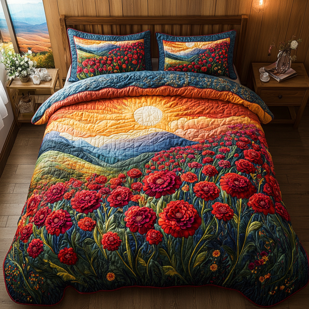 Romantic Field Quilted Bedding Set Duvet Cover Bedspread Best Christmas Gifts For Brother