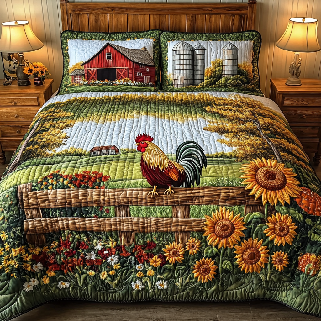 Rooster Call Quilted Bedding Set Duvet Cover Bed Sheet Set Gift Ideas For Chicken Lovers Rooster Call Quilted Bedding Set Duvet Cover Bed Sheet Set Gift Ideas For Chicken Lovers