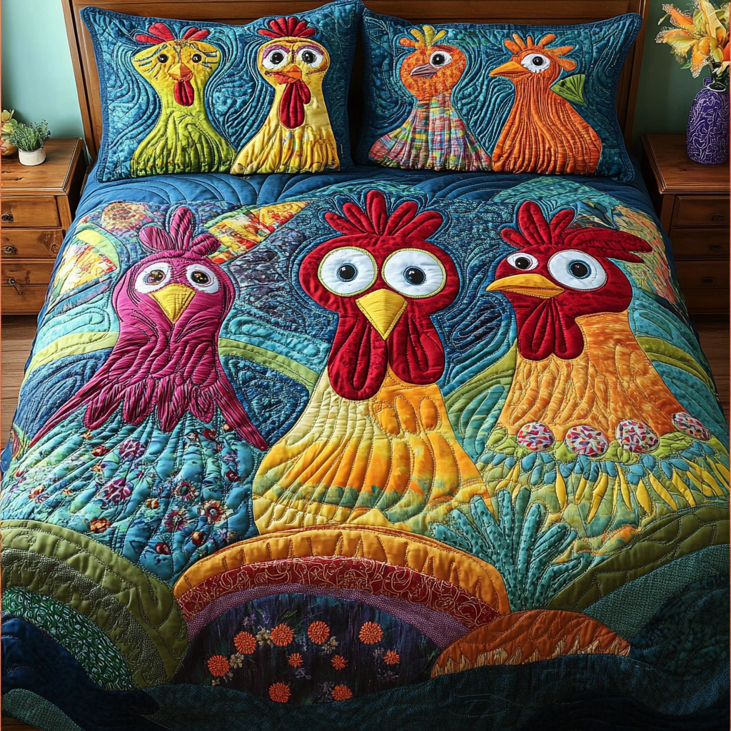 Rooster Call Quilted Bedding Set Duvet Cover Bed Sheet Set Gifts For Chicken Lovers Rooster Call Quilted Bedding Set Duvet Cover Bed Sheet Set Gifts For Chicken Lovers
