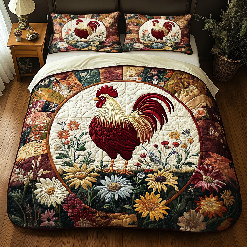 Rooster Parade Quilted Bedding Set Duvet Cover Bedspreads Chicken Novelty Gifts Rooster Parade Quilted Bedding Set Duvet Cover Bedspreads Chicken Novelty Gifts