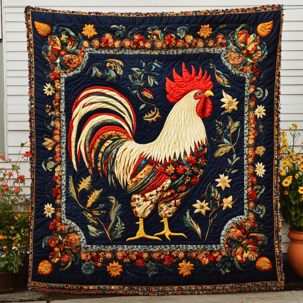 Rooster Parade Quilted Blanket Nice Throw Blanket Chicken Gifts For Women Rooster Parade Quilted Blanket Nice Throw Blanket Chicken Gifts For Women