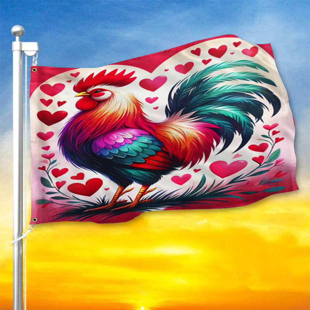 Rooster Valentine's Day Flag Chicken Flag Valentine's Day Decorations Rooster Valentine's Day Flag Chicken Flag Valentine's Day Decorations