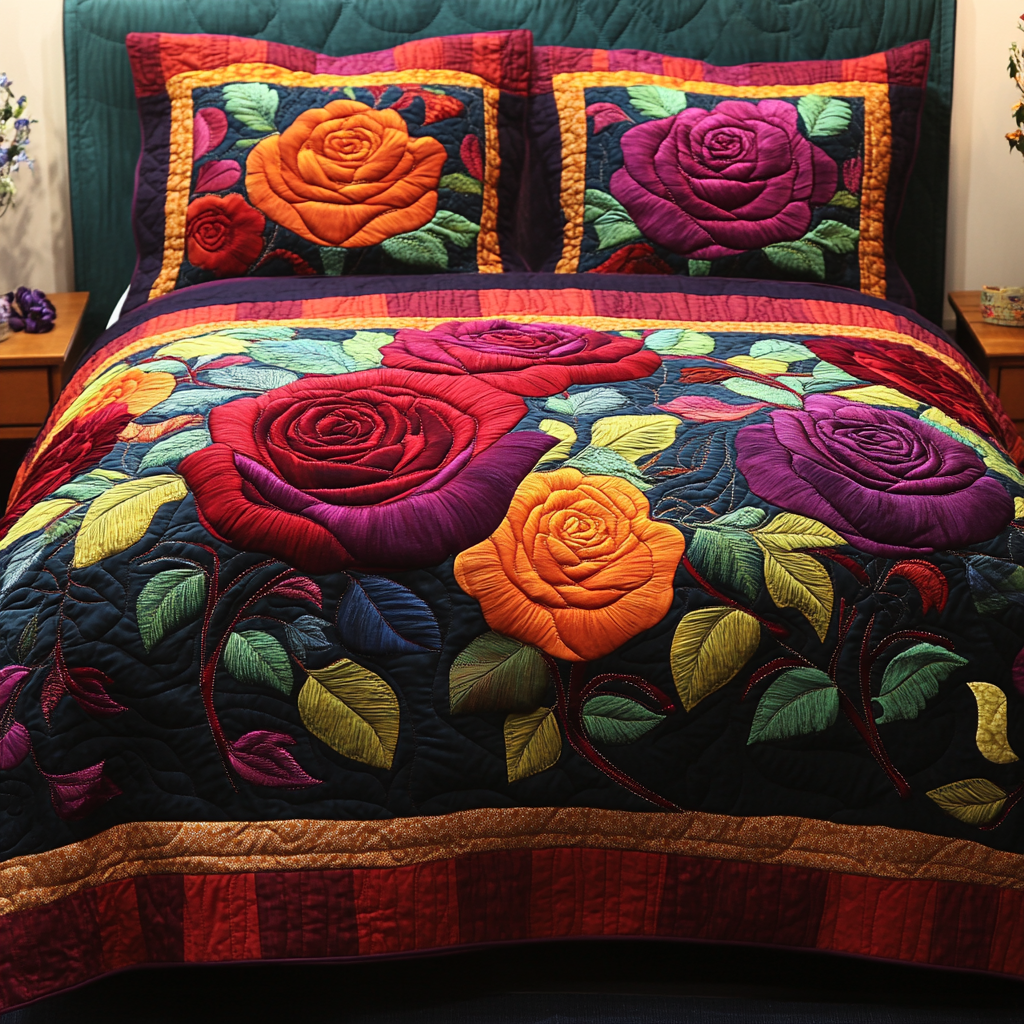 Rose Bloom Quilted Bedding Set Duvet Cover Bed Sheet Set Rose Flower Presents For Mom Rose Bloom Quilted Bedding Set Duvet Cover Bed Sheet Set Rose Flower Presents For Mom