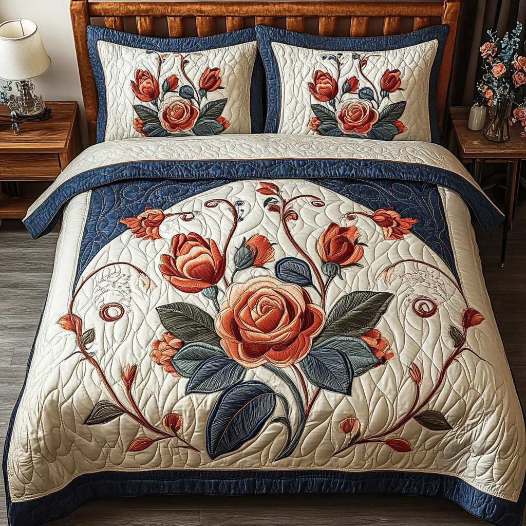 Rose Charm Quilted Bedding Set Duvet Cover Bed Sheet Set Best Gifts For Flower Lovers Rose Charm Quilted Bedding Set Duvet Cover Bed Sheet Set Best Gifts For Flower Lovers