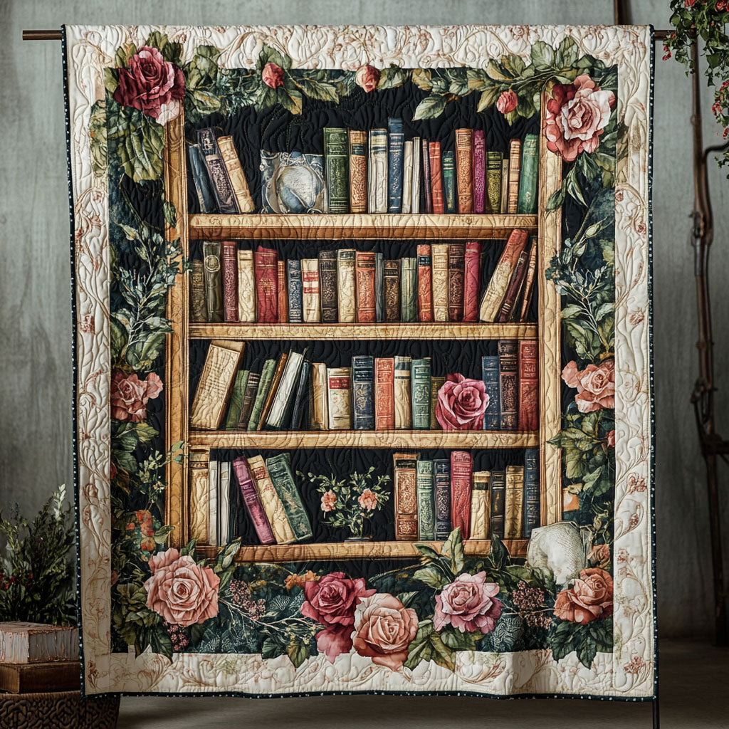 Rose Garden Library Quilted Blanket Cute Throw Blanket Book Presents For Women Rose Garden Library Quilted Blanket Cute Throw Blanket Book Presents For Women