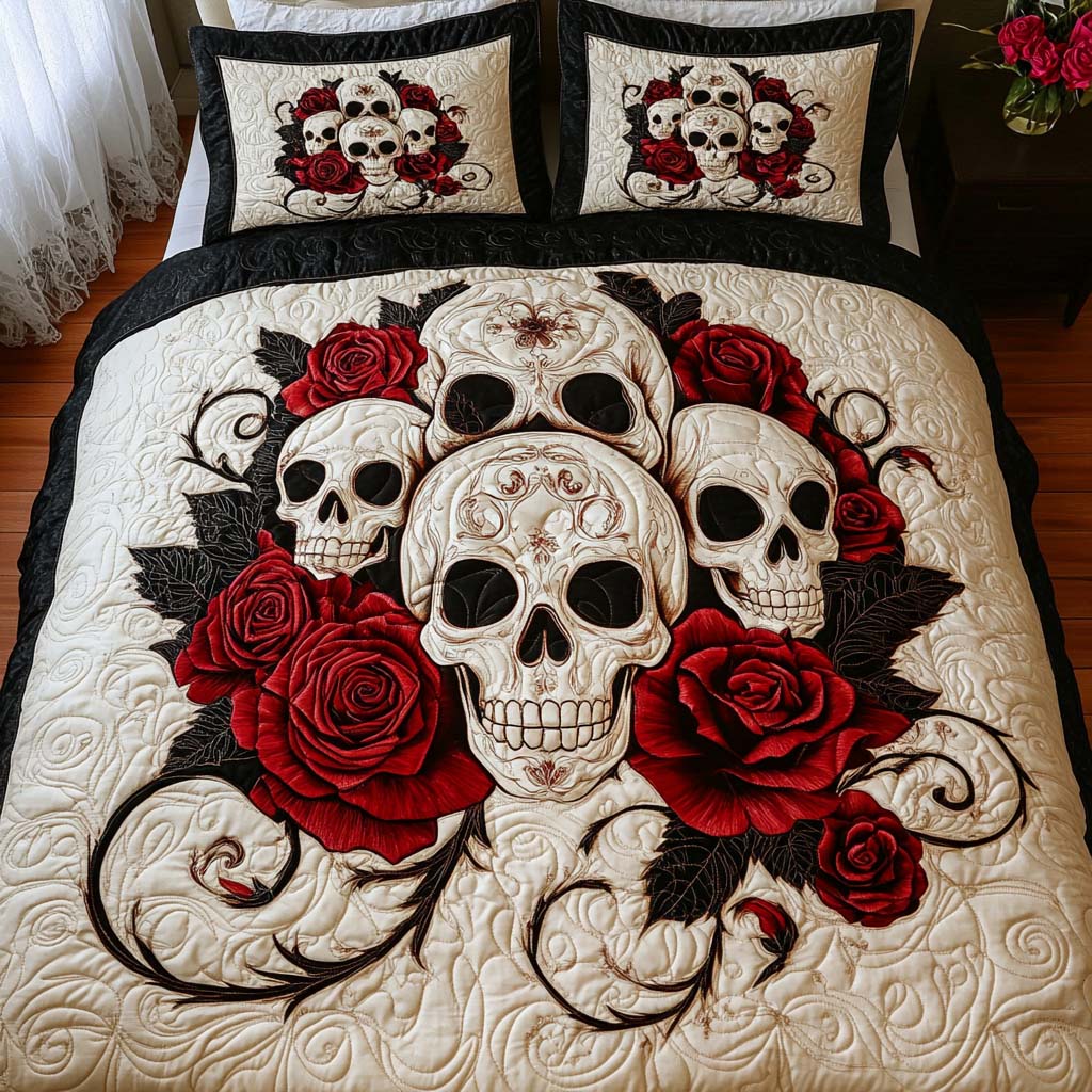 Rose Legion Quilted Bedding Set Duvet Cover Bed Sheet Set Skull Birthday Presents Rose Legion Quilted Bedding Set Duvet Cover Bed Sheet Set Skull Birthday Presents