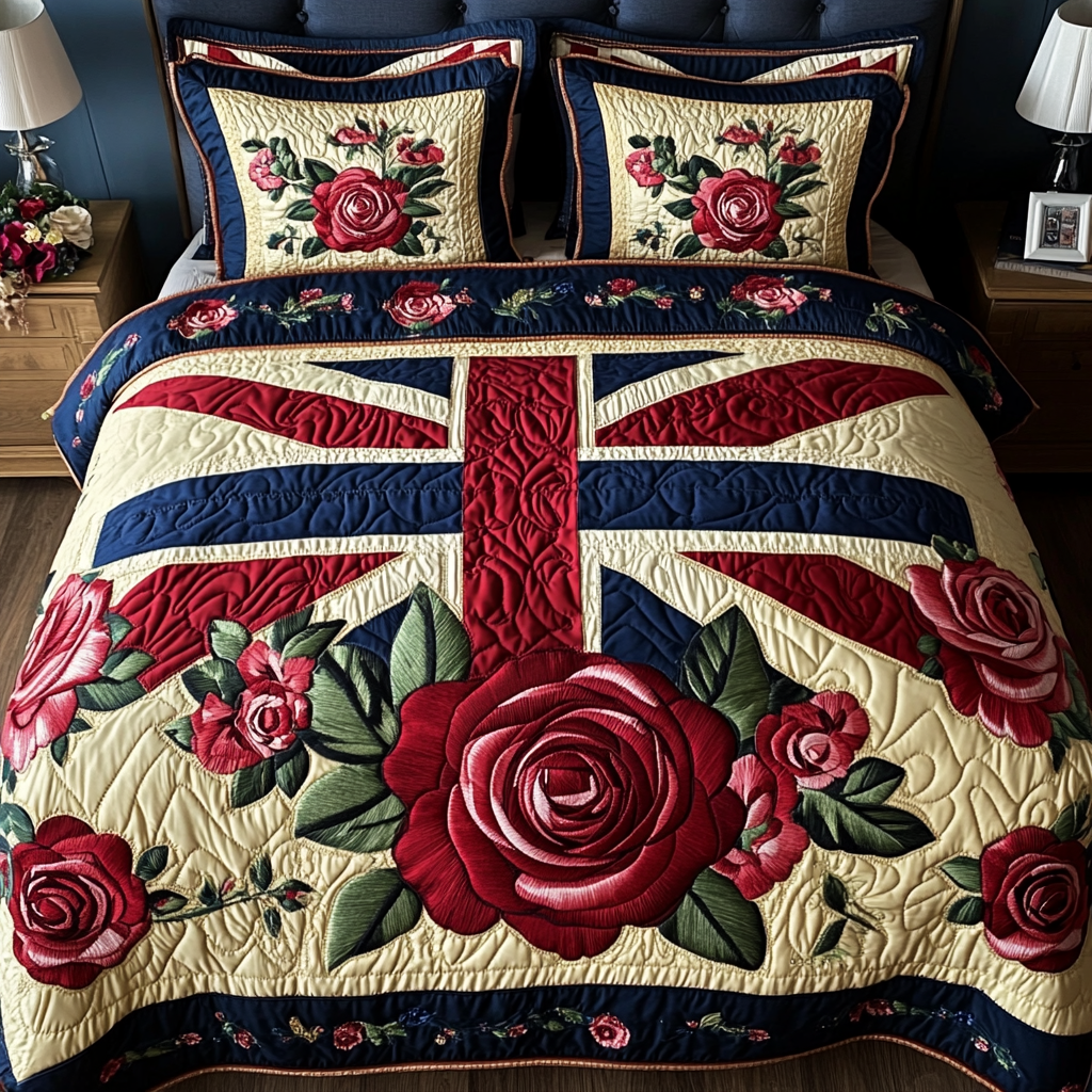 Rose Union Quilted Bedding Set Duvet Cover Bedspread Gifts For People From England