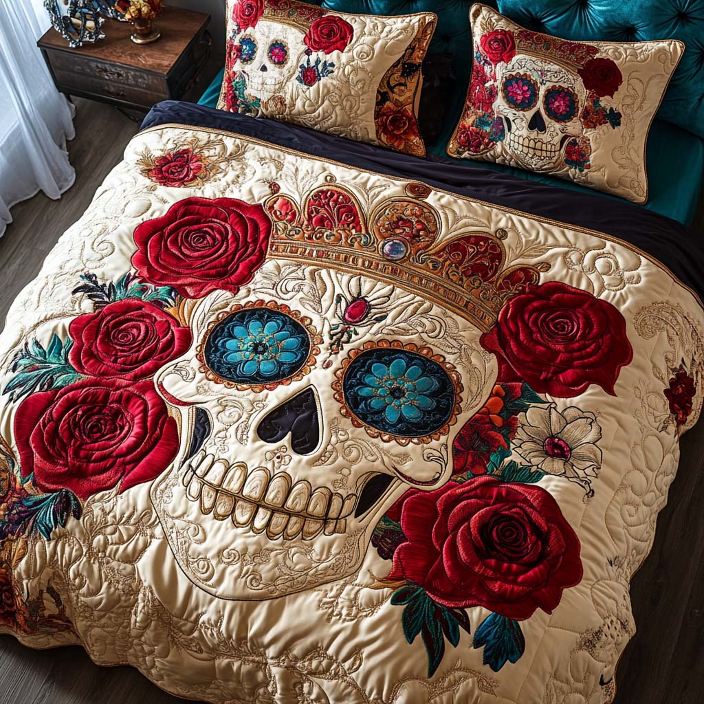 Royal Remains Quilted Bedding Set Duvet Cover Bed Sheet Set Sugar Skull Gifts For Dad Royal Remains Quilted Bedding Set Duvet Cover Bed Sheet Set Sugar Skull Gifts For Dad