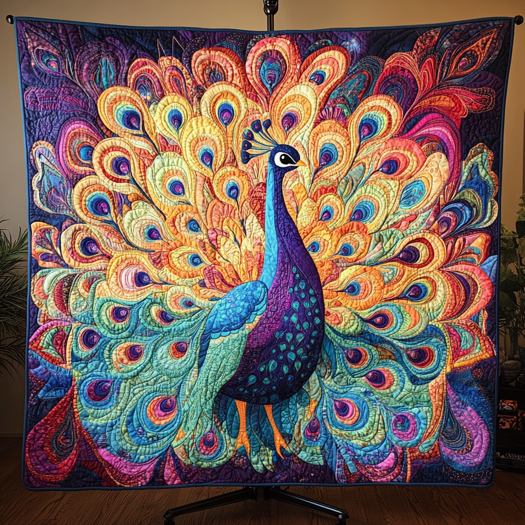 Royal Splendor Quilted Blanket Cute Colorful Blanket Bird Beautiful Peacock Items Royal Splendor Quilted Blanket Cute Colorful Blanket Bird Beautiful Peacock Items