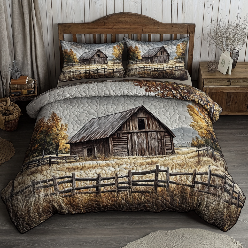 Rural Charm Quilted Bedding Set Duvet Cover Bedspread Christmas Present For Farmer Rural Charm Quilted Bedding Set Duvet Cover Bedspread Christmas Present For Farmer