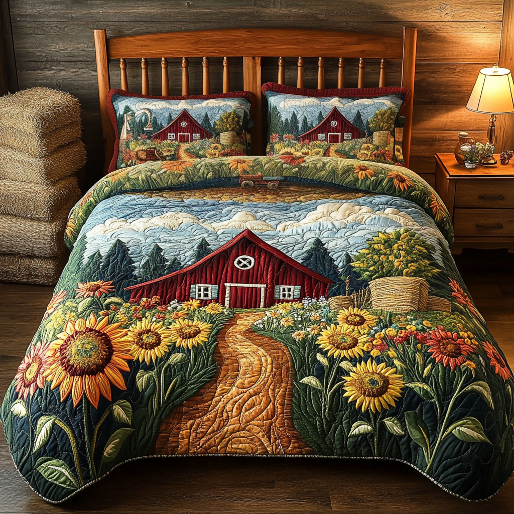 Rural Serenity Quilted Bedding Set Duvet Cover Bedspread Farmer Tractor Gifts For Him Rural Serenity Quilted Bedding Set Duvet Cover Bedspread Farmer Tractor Gifts For Him