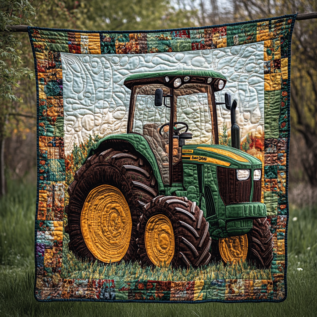 Rural Wheels Quilted Blanket Cute Colorful Blanket Tractor Presents For Adults Rural Wheels Quilted Blanket Cute Colorful Blanket Tractor Presents For Adults