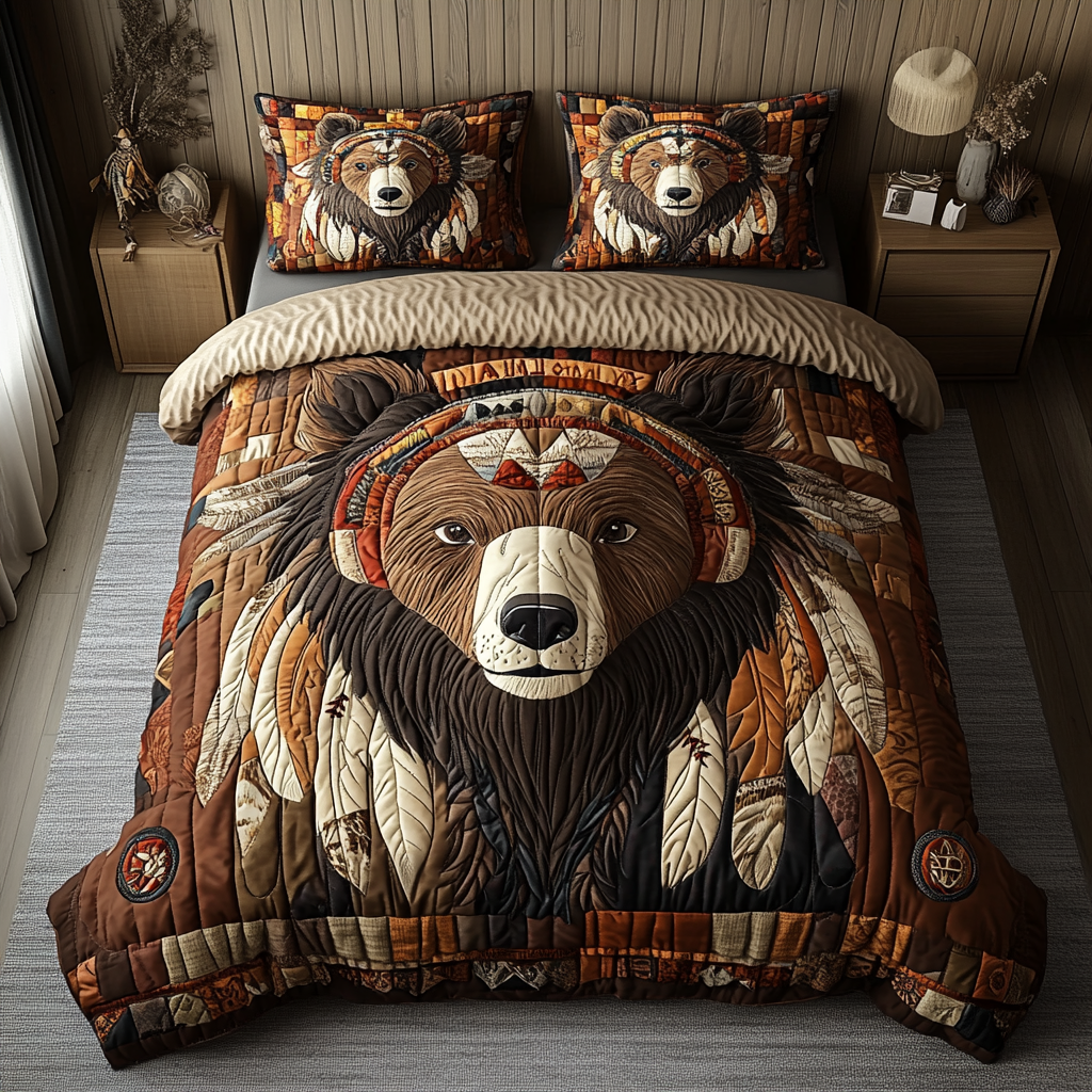 Rustic Bear Quilted Bedding Set Duvet Cover Merch Bear Gifts For Girl Rustic Bear Quilted Bedding Set Duvet Cover Merch Bear Gifts For Girl