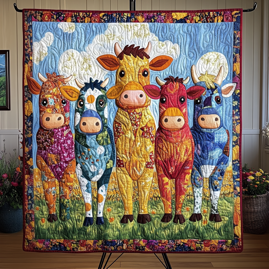 Rustic Charm Quilted Blanket Cute Colorful Blanket Gift Ideas For Cow Lovers Rustic Charm Quilted Blanket Cute Colorful Blanket Gift Ideas For Cow Lovers
