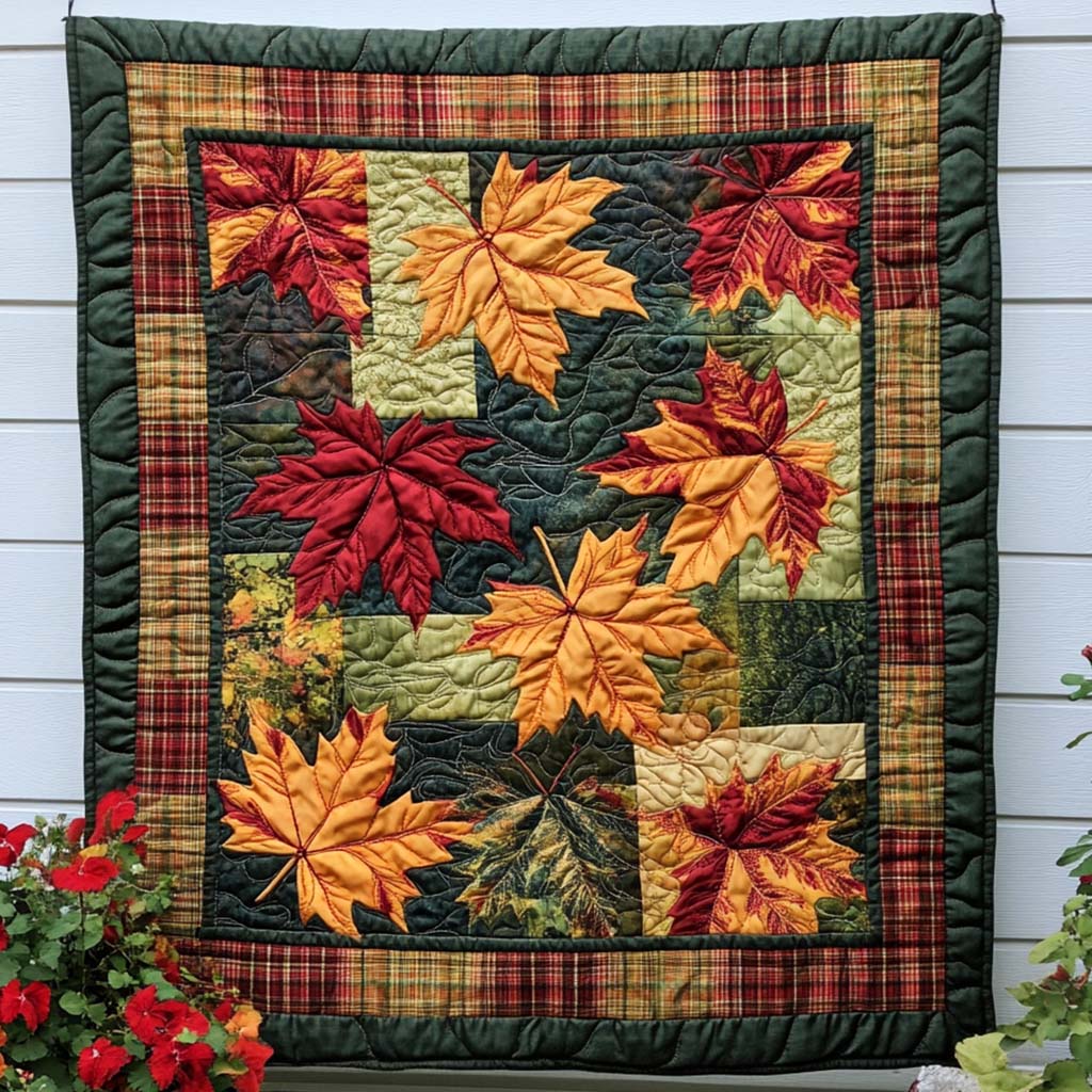 Rustic Maple Song Quilted Blanket Cute Colorful Blanket Small Fall Gift Ideas