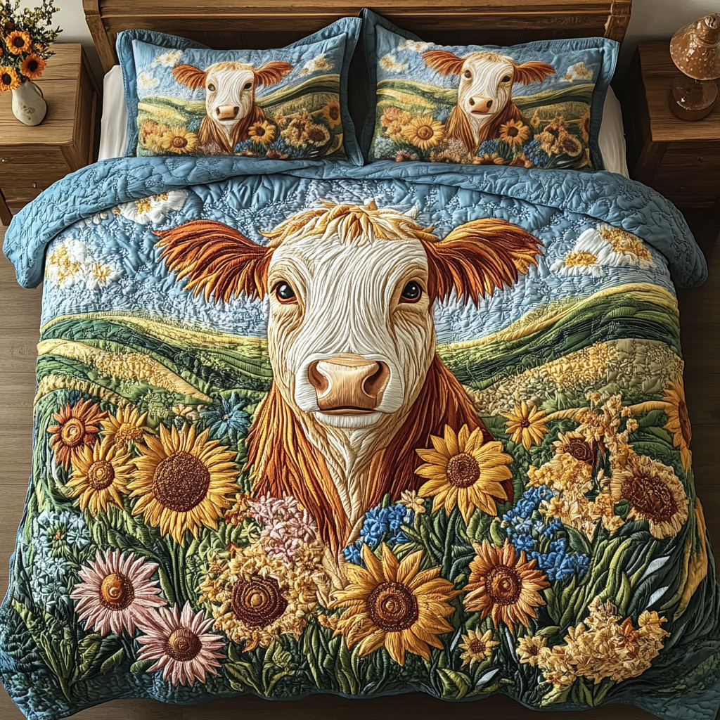 Rustic Moo Quilted Bedding Set Duvet Cover Bed Sheet Set Gifts For Sunflower Lovers Rustic Moo Quilted Bedding Set Duvet Cover Bed Sheet Set Gifts For Sunflower Lovers