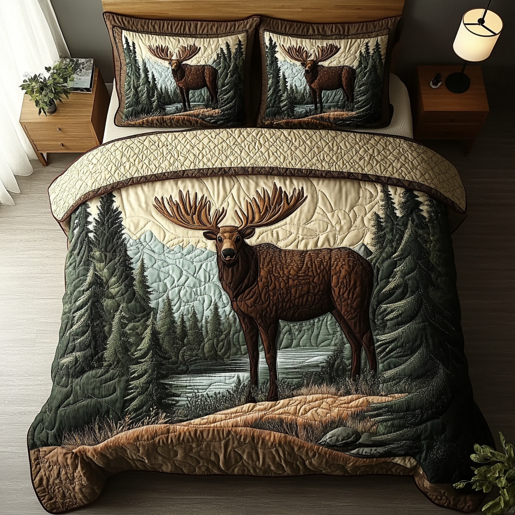 Rustic Moose Quilted Bedding Set Duvet Cover Bed Sheet Set Best Xmas Gifts For Wife Rustic Moose Quilted Bedding Set Duvet Cover Bed Sheet Set Best Xmas Gifts For Wife