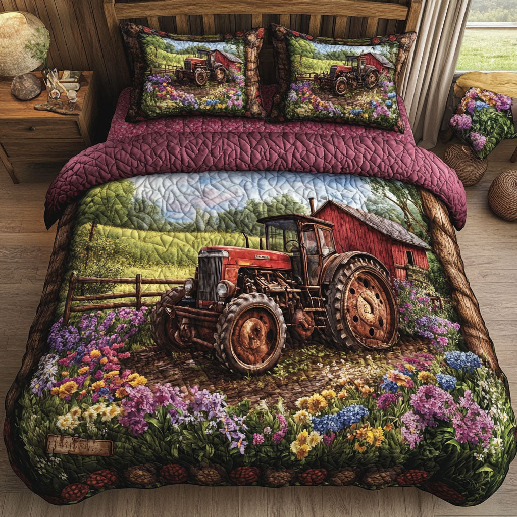 Rustic Tractor Quilted Bedding Set Duvet Cover Bedspread Presents For Tractor Lovers Rustic Tractor Quilted Bedding Set Duvet Cover Bedspread Presents For Tractor Lovers