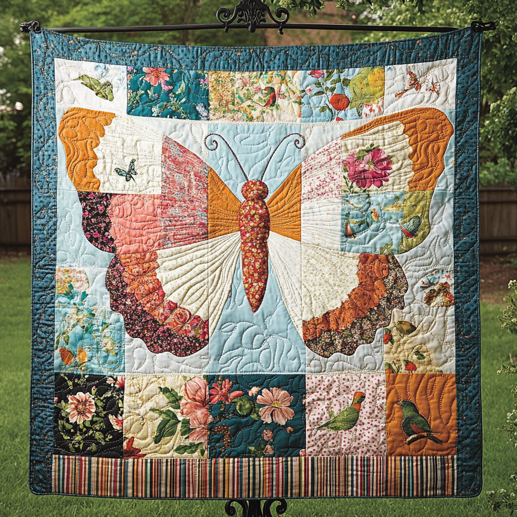 Rustic Wings Quilted Blanket Cute Colorful Blanket Butterfly Christmas Presents Rustic Wings Quilted Blanket Cute Colorful Blanket Butterfly Christmas Presents