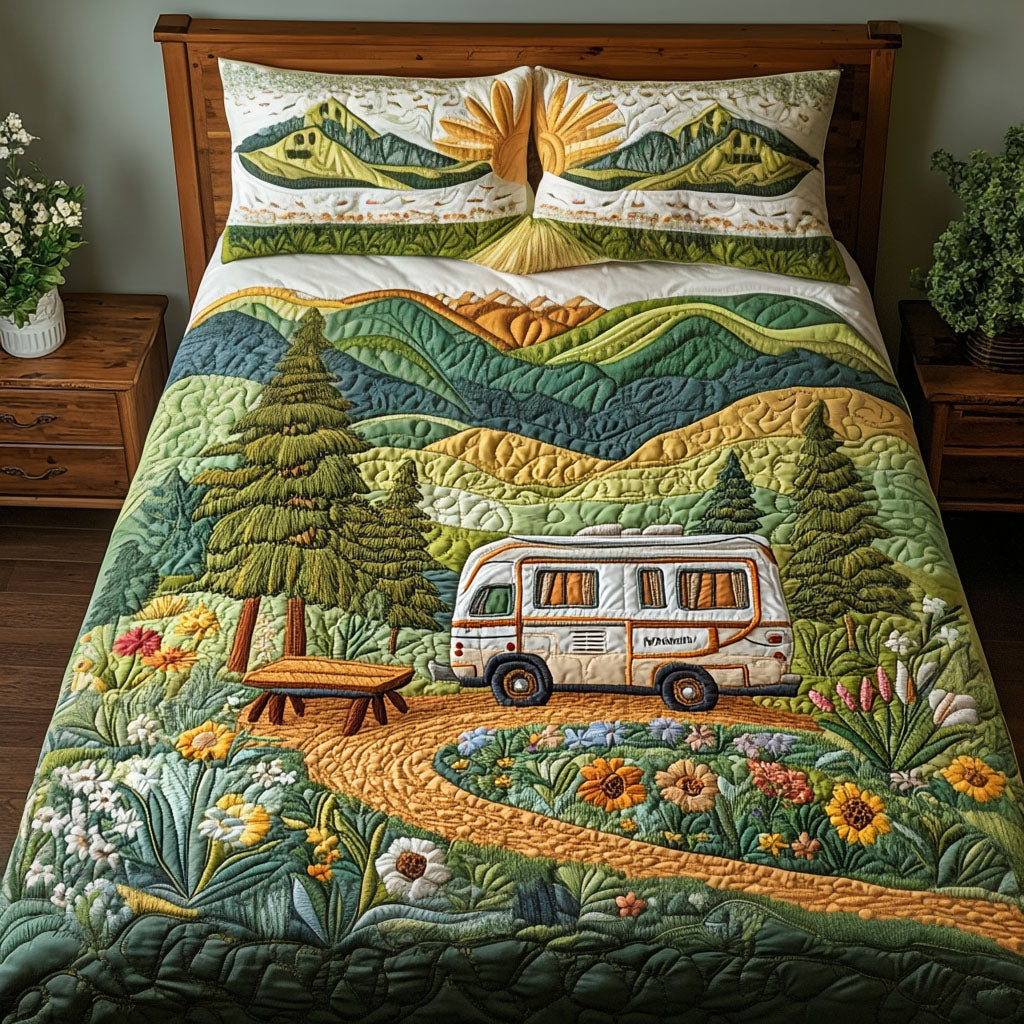 RV Journey Quilted Bedding Set Duvet Cover Bedspread Best Camping Gifts For Him RV Journey Quilted Bedding Set Duvet Cover Bedspread Best Camping Gifts For Him