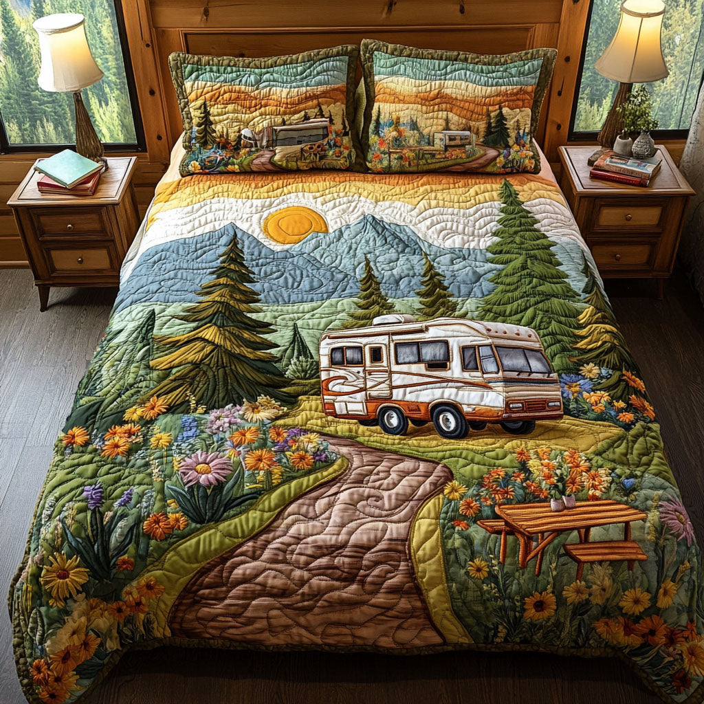 RV Serenity Quilted Bedding Set Duvet Cover Bedspread Best Camping Gifts For Dad Father's Day Christmas RV Serenity Quilted Bedding Set Duvet Cover Bedspread Best Camping Gifts For Dad Father's Day Christmas