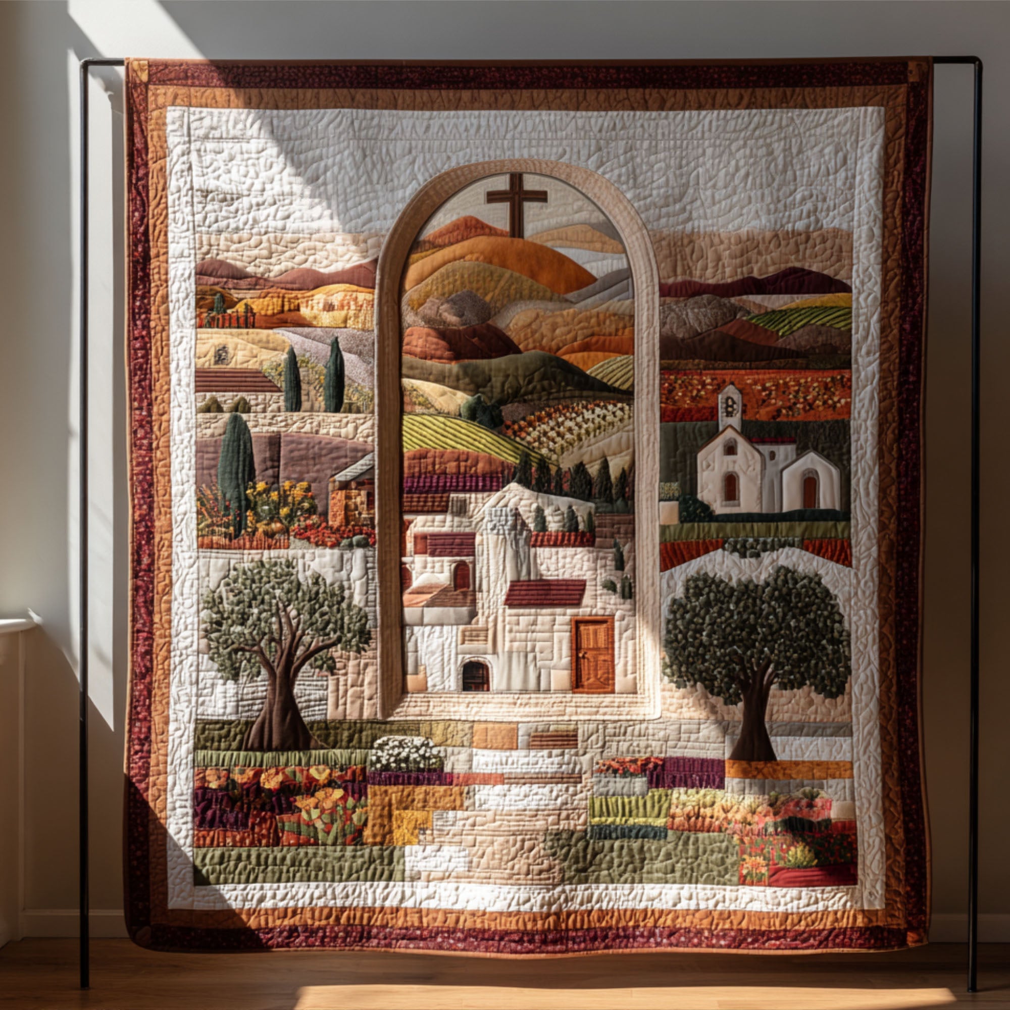 Sacred Cross Quilted Blanket Nice Throw Blanket Faith Gifts For Him Sacred Cross Quilted Blanket Nice Throw Blanket Faith Gifts For Him