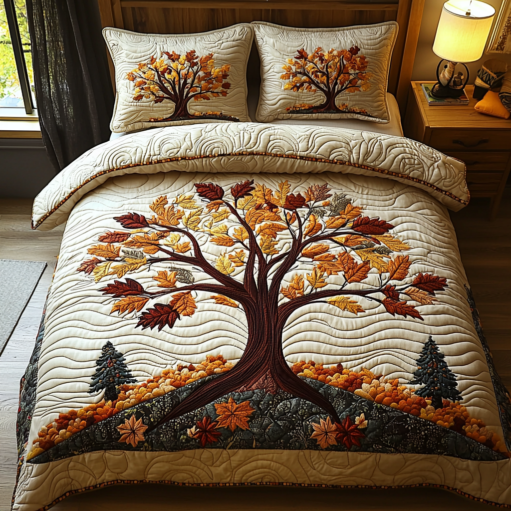Sacred Leaves Quilted Bedding Set Duvet Cover Bedspreads Tree Of Life Gifts Father'S Day Sacred Leaves Quilted Bedding Set Duvet Cover Bedspreads Tree Of Life Gifts Father'S Day