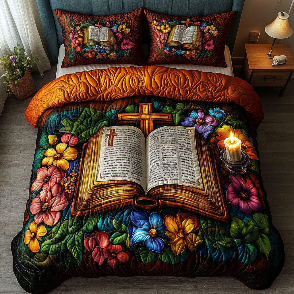 Sacred Pages Quilted Bedding Set Duvet Cover Bed Sheet Set Gifts For Religious Man