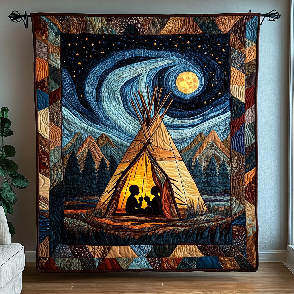 Sacred Sunset Quilted Blanket Cute Colorful Blanket Teepee Native American Christmas Gift Ideas Sacred Sunset Quilted Blanket Cute Colorful Blanket Teepee Native American Christmas Gift Ideas
